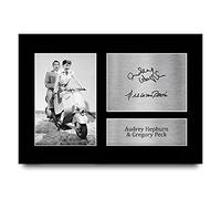 HWC Trading A4 Audrey Hepburn & Gregory Peck Roman Holiday Gifts Printed Signed Autograph Picture for Movie Memorabilia Fans