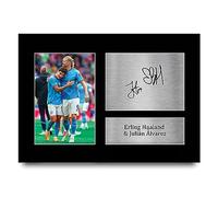 HWC Trading A4 Julian Alvarez & Erling Haaland Manchester City Gifts Printed Signed Autograph Picture for Football Fans and Supporters - A4