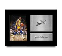 HWC Trading A4 Magic Johnson LA Lakers Gifts Printed Signed Autograph Picture for Basketball Memorabilia Fans