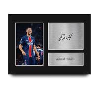 HWC Trading Achraf Hakimi Paris Blue and Reds Gifts Printed Signed Autograph Picture for Football Fans and Supporters - A4