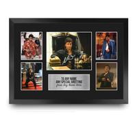 HWC Trading Al Pacino Scarface Tony Montana Personalised Gift - Signed Autograph Picture, Framed A3 Film Photo Display with Custom Name Message for Birthday Christmas Wedding