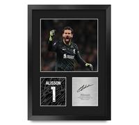 HWC Trading Alisson Becker Liverpool Gifts Printed Signed Autograph Picture for Football Fans and Supporters - A3 Portrait Framed