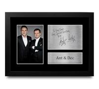 HWC Trading Ant & Dec Personalised Gift - Signed Autograph Picture, Framed A4 TV Memorabilia with Custom Name Message for Birthday Christmas Wedding