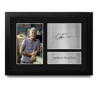 HWC Trading Anthony Bourdain Gifts Printed Signed Autograph Picture for Master Chef and Culinary Fans - A4 Framed