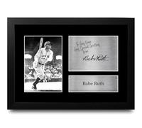 HWC Trading Babe Ruth Personalised Gift - Signed Autograph Picture, Framed A4 Baseball Memorabilia with Custom Name Message for Birthday Christmas Wedding