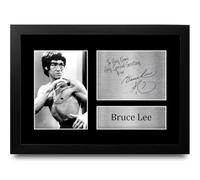 HWC Trading Bruce Lee Personalised Gift - Signed Autograph Picture, Framed A4 Entertainment Memorabilia with Custom Name Message for Birthday Christmas Wedding