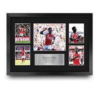 HWC Trading Bukayo Saka Arsenal Printed Memorabilia Signed Autograph Photograph Display for Football Fans and Supporters - A3 Framed