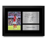 HWC Trading Bukayo Saka Personalised Gift - Signed Autograph Picture, Framed A4 Football Memorabilia with Custom Name Message for Birthday Christmas Wedding