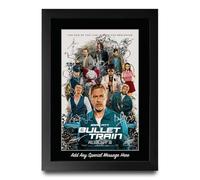 HWC Trading Bullet Train Personalised Framed A4 Poster Custom Message | Printed Replica Autographs, Black Frame Made in Our UK Workshop, Stands or Hangs, Memorabilia Gift, Wall Art
