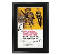 HWC Trading Butch Cassidy and the Sundance Kid 1969 Paul Newman Gifts Printed Poster Signed Autograph Picture for Movie Memorabilia Fans - A3 Framed (ID-010103)