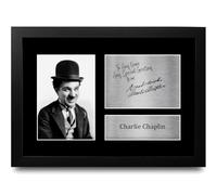 HWC Trading Charlie Chaplin Personalised Gift - Signed Autograph Picture, Framed A4 Film Memorabilia with Custom Name Message for Birthday Christmas Wedding