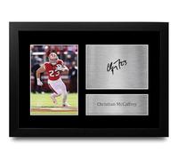 HWC Trading Christian McCaffrey San Francisco 49ers Gifts Printed Signed Autograph Picture for American Rules Football Memorabilia Fans - A4 Framed