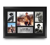 HWC Trading Clint Eastwood Personalised Gift - Signed Autograph Picture, Framed A3 Film Photo Display with Custom Name Message for Birthday Christmas Wedding