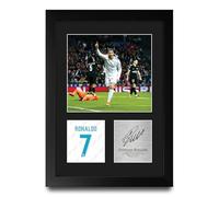 HWC Trading Cristiano Ronaldo Real Madrid Gifts Printed Signed Autograph Picture for Football Fans and Supporters - A4 Portrait Framed