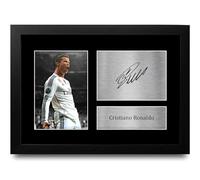 HWC Trading Cristiano Ronaldo Real Madrid Gifts Printed Signed Autograph Picture for Football Fans and Supporters - A4 Framed