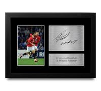 HWC Trading Cristiano Ronaldo & Wayne Rooney Gifts Printed Signed Autograph Picture for Football Fans and Supporters - A4 Framed