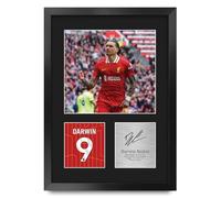 HWC Trading Darwin Nunez Liverpool Gifts Printed Signed Autograph Picture for Football Fans and Supporters - A3 Portrait Framed