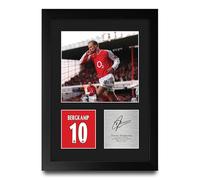 HWC Trading Dennis Bergkamp Arsenal Gifts Printed Signed Autograph Picture for Football Fans and Supporters - A4 Portrait Framed
