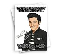 HWC Trading Elvis Presley Birthday Card, Music Fan Greeting Card, A5 Blank Inside with Envelope