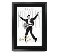 HWC Trading Elvis Presley Music Gifts Printed Signed Autograph Picture for Music Memorabilia Fans (ID-000179) - A3 Framed
