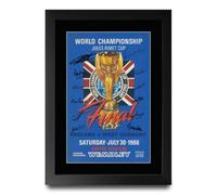 HWC Trading England 1966 World Cup Final Programme Printed Memorabilia Signed Autograph Poster for Football Fans and Supporters (ID-003067) - A4 Framed Print