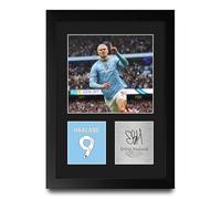 HWC Trading Erling Haaland Manchester City Gifts Printed Signed Autograph Picture for Football Fans and Supporters - A4 Portrait Framed