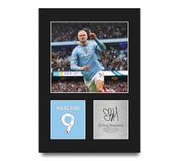 HWC Trading Erling Haaland Manchester City Gifts Printed Signed Autograph Picture for Football Fans and Supporters - A4 Portrait