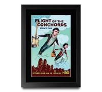 HWC Trading Flight of the Conchords Signed TV Show Poster Framed A4 Print | Printed Replica Autographs, Black Frame Made in Our UK Workshop, Stands or Hangs, Memorabilia Gift, Wall Art
