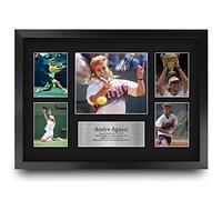 HWC Trading FR A3 Andre Agassi Gifts Printed Signed Autograph Picture for Tennis Memorabilia Fans - A3 Framed