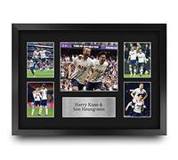 HWC Trading FR A3 Harry Kane & Son Heung-min Tottenham Hotspurs Spurs Printed Memorabilia Signed Autograph Photograph Display for Football Fans and Supporters - A3 Framed
