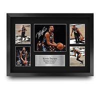 HWC Trading FR A3 Kevin Durant Brooklyn Nets Gifts Printed Signed Autograph Presentation Display for Basketball Memorabilia Fans - A3 Framed