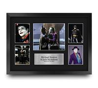 HWC Trading FR A3 Michael Keaton & Jack Nicholson Gifts Printed Signed Autograph Presentation Display for Movie Memorabilia Fans - A3 Framed