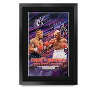 HWC Trading FR A3 Mike Tyson vs Evander Holyfield 1 1996 Bout Gifts Printed Signed Autograph Poster for Boxer Memorabilia Fans - A3 Framed