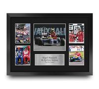 HWC Trading FR A3 Nigel Mansell & Ayrton Senna Gifts Printed Signed Autograph Presentation Display for F1 Formula 1 Racing Fans - A3 Framed