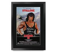 HWC Trading FR A3 Rambo 3 Sylvester Stallone Gifts Printed Poster Signed Autograph Picture for Movie Memorabilia Fans - A3 Framed
