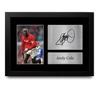 HWC Trading FR A4 Andy Cole Gifts Printed Signed Autograph Picture for Fans and Supporters - A4 Framed