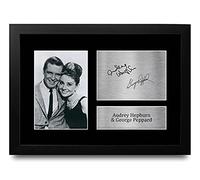 HWC Trading FR A4 Audrey Hepburn & George Peppard Breakfast At Tiffany's Gifts Printed Signed Autograph Picture for Movie Memorabilia Fans - A4 Framed