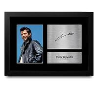 HWC Trading FR A4 John Travolta Grease Gifts Printed Signed Autograph Picture for Movie Memorabilia Fans - A4 Framed