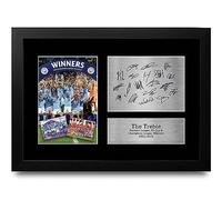 HWC Trading FR A4 Manchester City 2022-2023 Treble Winners Printed Memorabilia Signed Autograph Photograph Display for Football Fans and Supporters - A4 Framed