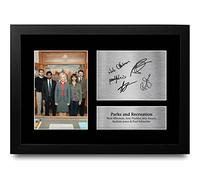 HWC Trading FR A4 Nick Offerman, Amy Poehler, Aziz Ansari, Rashida Jones & Paul Schneider Parks and Recreation Gifts Printed Signed Autograph Picture for TV Show Fans - A4 Framed