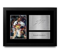 HWC Trading FR A4 Ronald Acuna Jr Atlanta Braves Gifts Printed Signed Autograph Picture for Baseball Memorabilia Fans - A4 Framed