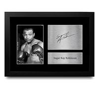 HWC Trading FR A4 Sugar Ray Robinson Boxing Gifts Printed Signed Autograph Picture for Boxer Memorabilia Fans - A4 Framed