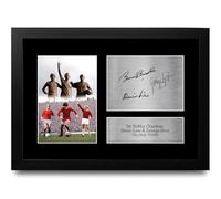HWC Trading FR Denis Law, George Best & Bobby Charlton Gift Signed FRAMED A4 Printed Autograph Gifts Photo Display