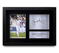 HWC Trading FR James Anderson Gift Signed FRAMED A4 Printed Autograph England Cricket Gifts Photo Display