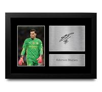 HWC Trading FRAMED Ederson Moraes Gift Signed A4 Printed Autograph Manchester City Gifts Photo Display