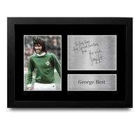 HWC Trading George Best Ireland Personalised Gift - Signed Autograph Picture, Framed A4 Football Memorabilia with Custom Name Message for Birthday Christmas Wedding