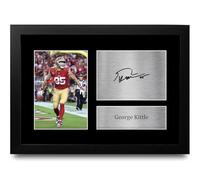HWC Trading George Kittle San Francisco Gifts Printed Signed Autograph Picture for American Rules Football Memorabilia Fans - A4 Framed