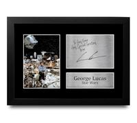 HWC Trading George Lucas Personalised Gift - Signed Autograph Picture, Framed A4 Film Memorabilia with Custom Name Message for Birthday Christmas Wedding