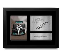 HWC Trading George Russell F1 Personalised Gift - Signed Autograph Picture, Framed A4 F1 Memorabilia with Custom Name Message for Birthday Christmas Wedding