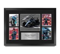 HWC Trading George Russell F1 Signed Photo Framed A3 Display Gift | Multi-Photo Display, Printed Replica Autographs, Black Frame Made in Our UK Workshop, Ready to Hang, Memorabilia Gift